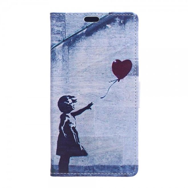 Huawei Mate 8 Leder Case Handy Hülle mit Mädchen und fliegendem Ballon