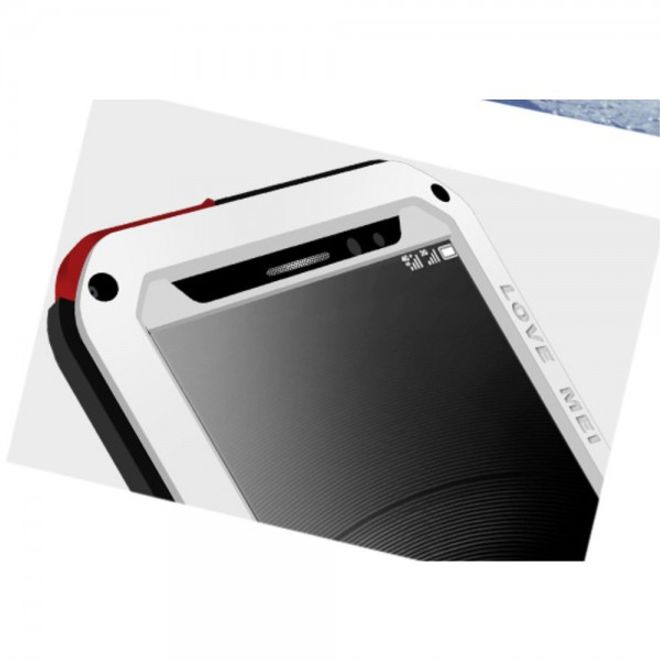 Huawei Mate 8 LOVE MEI Ultrarobustes Metall, Silikon und gehärtetes Glas Cover Case - weiss