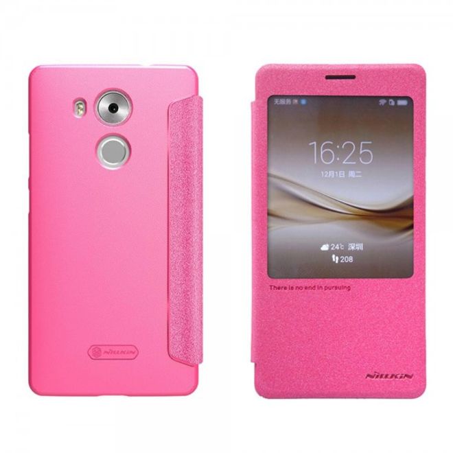 Huawei Mate 8 Nillkin Sparkle Series Leder Smart Case Handy Hülle mit grossem Fenster - gold