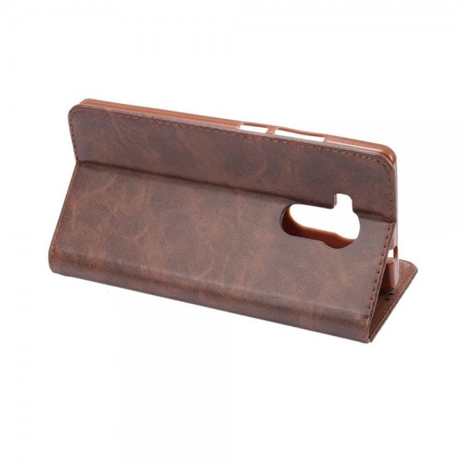 Huawei Mate 8 Schicke, magnetische Crazy Horse Leder Handy Hülle mit Standfunktion - kaffeefarben