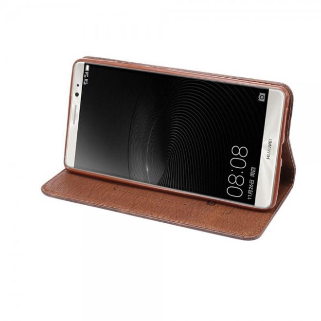 Huawei Mate 8 Schicke, magnetische Crazy Horse Leder Handy Hülle mit Standfunktion - kaffeefarben