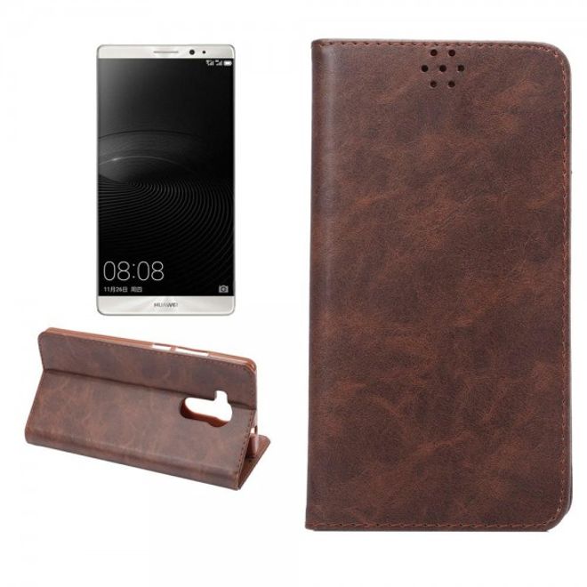 Huawei Mate 8 Schicke, magnetische Crazy Horse Leder Handy Hülle mit Standfunktion - kaffeefarben