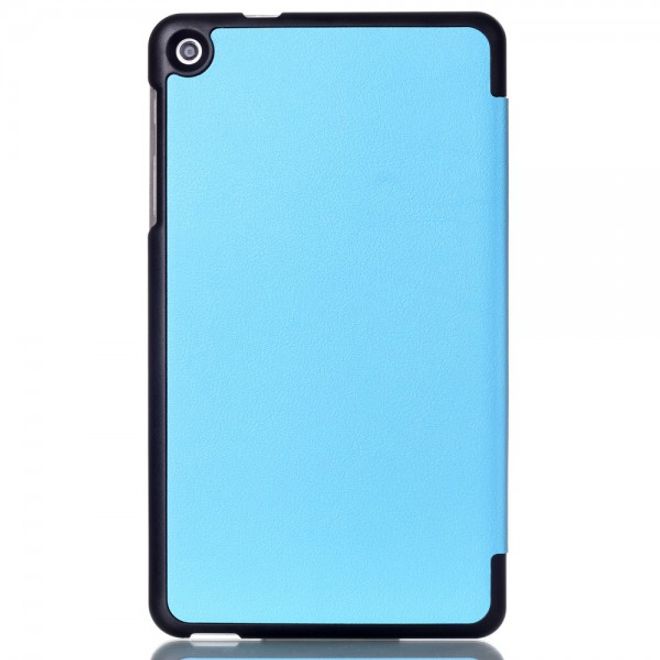 Huawei MediaPad M1 8.0 Dreifach faltbare Leder Case Tablet Hülle mit Litchitextur - hellblau