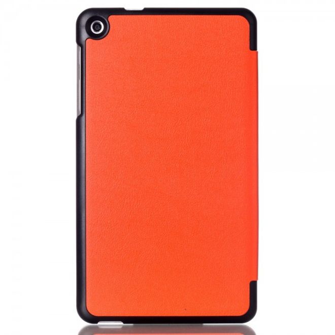 Huawei MediaPad M1 8.0 Dreifach faltbare Leder Case Tablet Hülle mit Litchitextur - orange