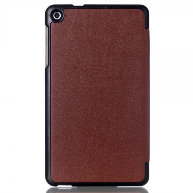 Huawei MediaPad M1 8.0 Dreifach faltbare Leder Case Tablet Hülle mit Litchitextur - braun