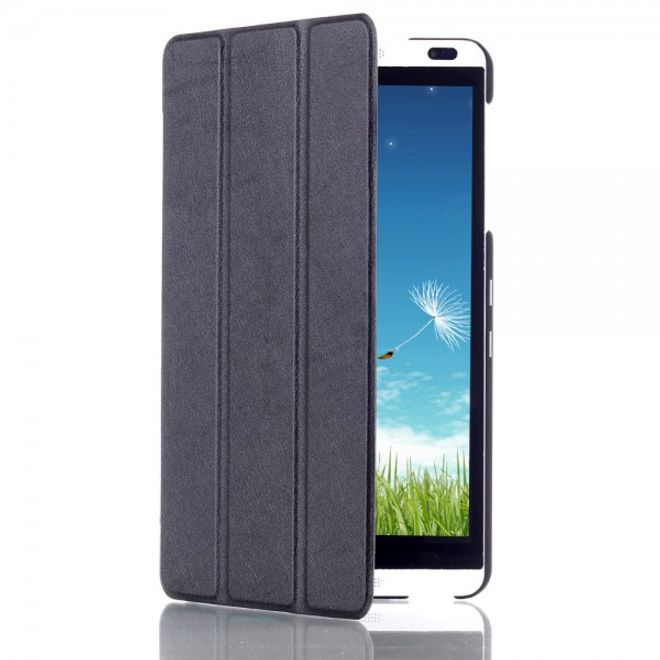 Huawei MediaPad M1 8.0 Dreifach faltbare Leder Case Tablet Hülle mit Litchitextur - schwarz