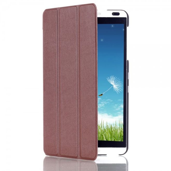 Huawei MediaPad M1 8.0 Dreifach faltbare Leder Case Tablet Hülle mit Litchitextur - braun