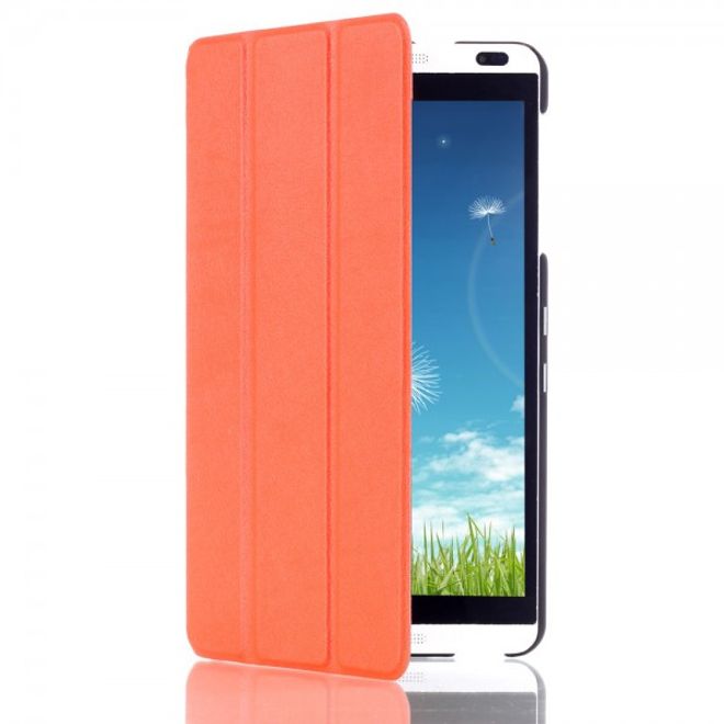 Huawei MediaPad M1 8.0 Dreifach faltbare Leder Case Tablet Hülle mit Litchitextur - orange