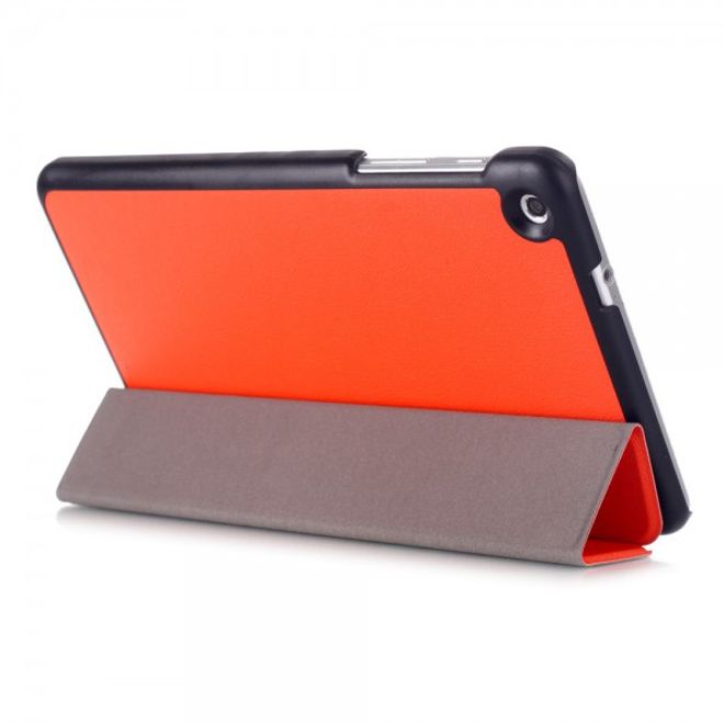 Huawei MediaPad M1 8.0 Dreifach faltbare Leder Case Tablet Hülle mit Litchitextur - orange