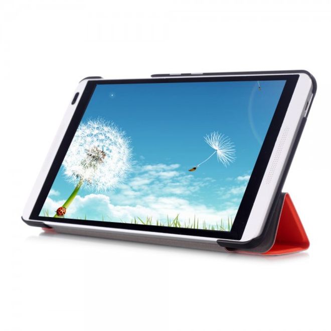 Huawei MediaPad M1 8.0 Dreifach faltbare Leder Case Tablet Hülle mit Litchitextur - orange