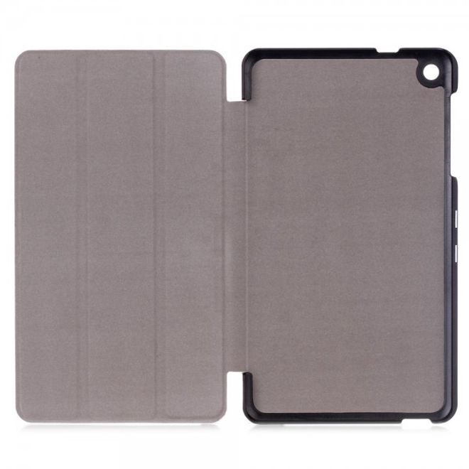 Huawei MediaPad M1 8.0 Dreifach faltbare Leder Case Tablet Hülle mit Litchitextur - braun