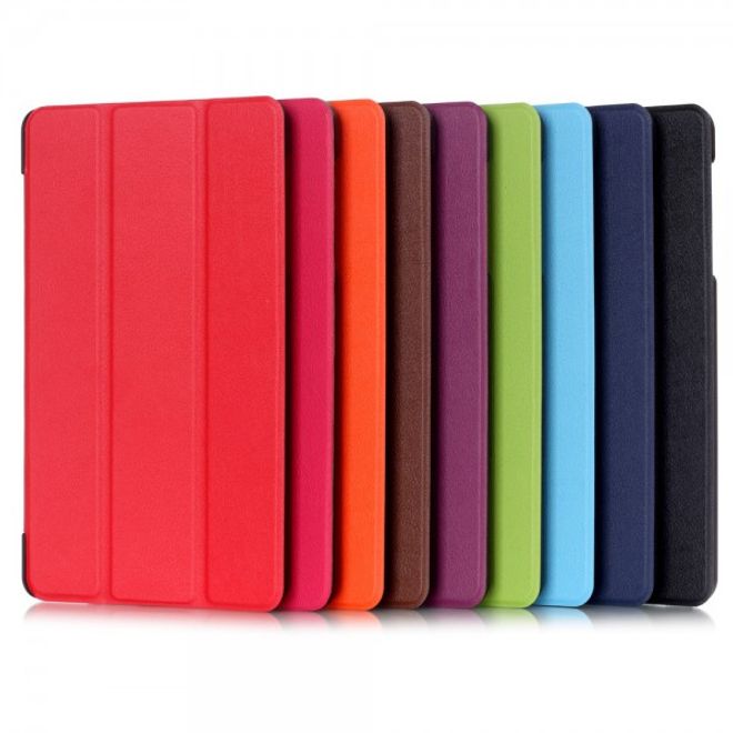 Huawei MediaPad M1 8.0 Dreifach faltbare Leder Case Tablet Hülle mit Litchitextur - hellblau