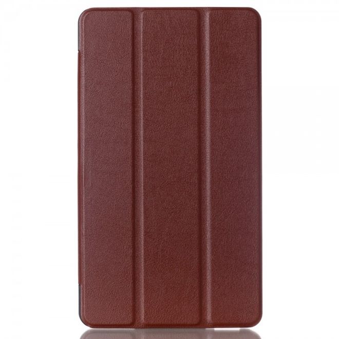 Huawei MediaPad M1 8.0 Dreifach faltbare Leder Case Tablet Hülle mit Litchitextur - braun