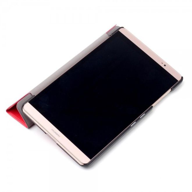 Huawei MediaPad M2 8.0 Dreifach faltbare Leder Case Hülle mit Litchitextur und Standfunktion - rot