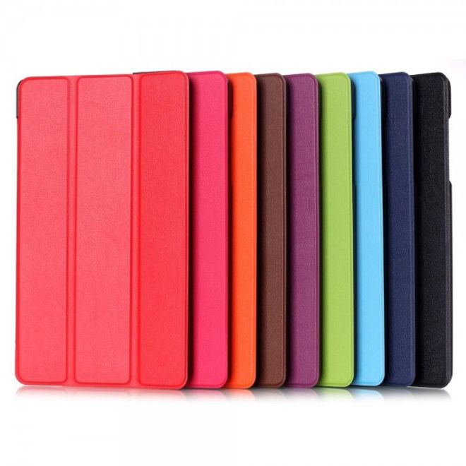 Huawei MediaPad M2 8.0 Dreifach faltbare Leder Case Hülle mit Litchitextur und Standfunktion - rot