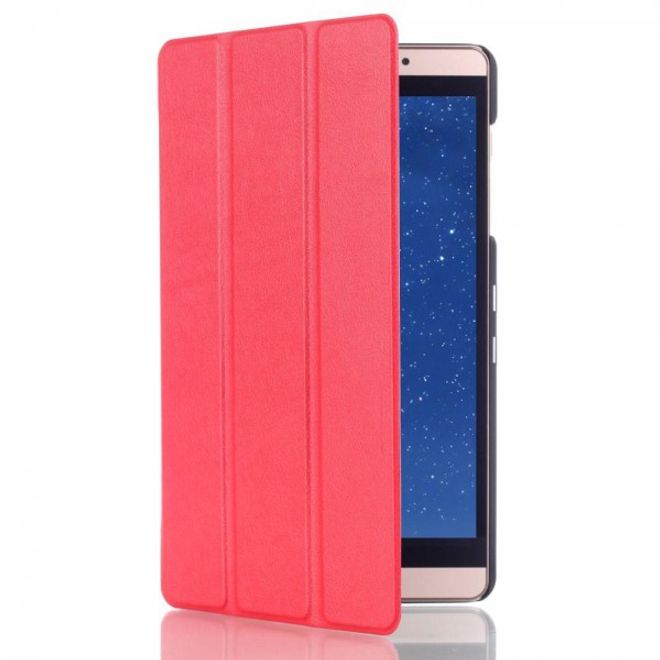 Huawei MediaPad M2 8.0 Dreifach faltbare Leder Case Hülle mit Litchitextur und Standfunktion - rot