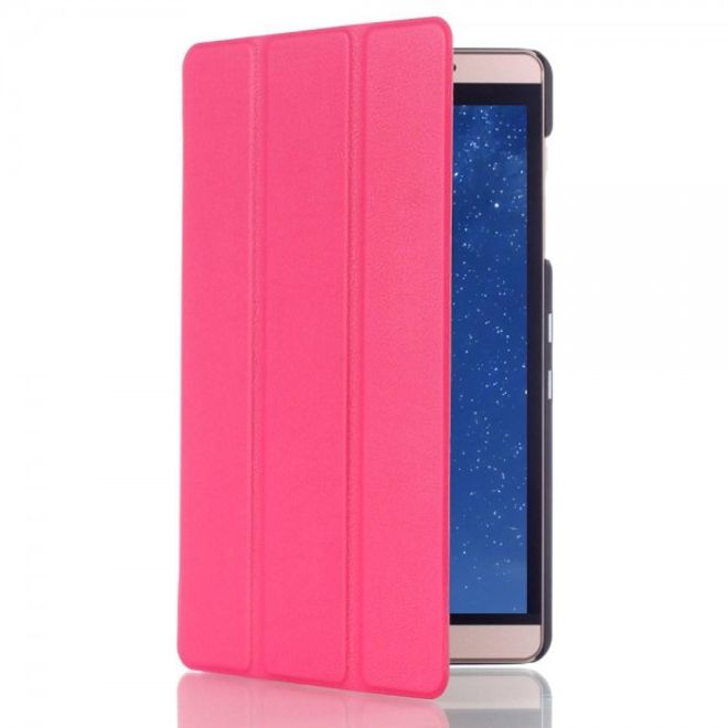 Huawei MediaPad M2 8.0 Dreifach faltbare Leder Case Hülle mit Litchitextur und Standfunktion - rosa