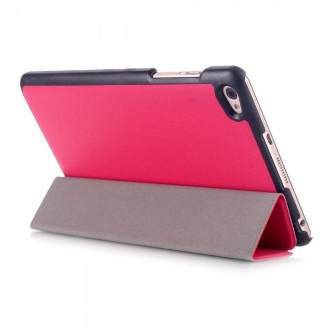 Huawei MediaPad M2 8.0 Dreifach faltbare Leder Case Hülle mit Litchitextur und Standfunktion - rosa