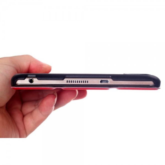 Huawei MediaPad M2 8.0 Dreifach faltbare Leder Case Hülle mit Litchitextur und Standfunktion - rot