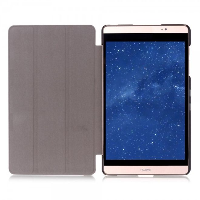 Huawei MediaPad M2 8.0 Dreifach faltbare Leder Case Hülle mit Litchitextur und Standfunktion - rosa