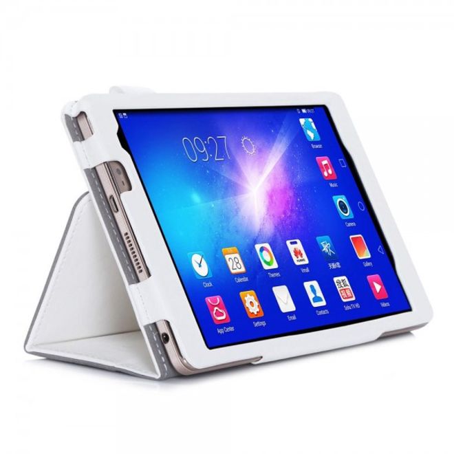 Huawei MediaPad M2 8.0 Schicke Leder Cover Hülle mit Standfunktion und Handschlaufe - weiss