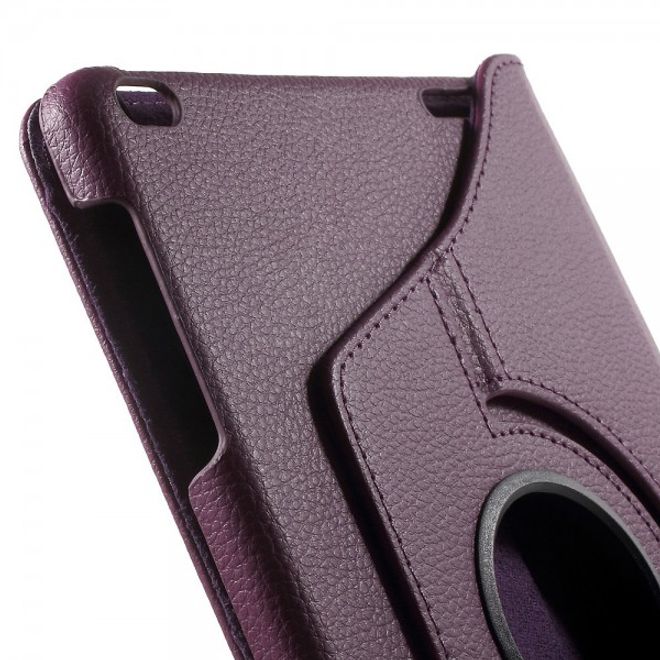 Huawei MediaPad T1 10 Rotierbare Leder Cover Hülle mit Litchitextur und Standfunktion - purpur