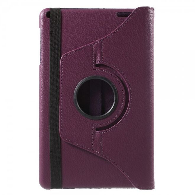 Huawei MediaPad T1 10 Rotierbare Leder Cover Hülle mit Litchitextur und Standfunktion - purpur
