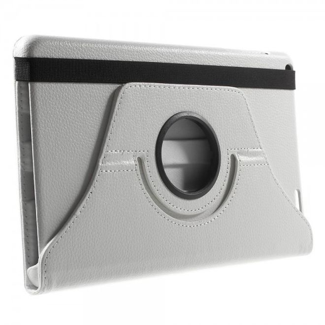 Huawei MediaPad T1 10 Rotierbare Leder Cover Hülle mit Litchitextur und Standfunktion - weiss