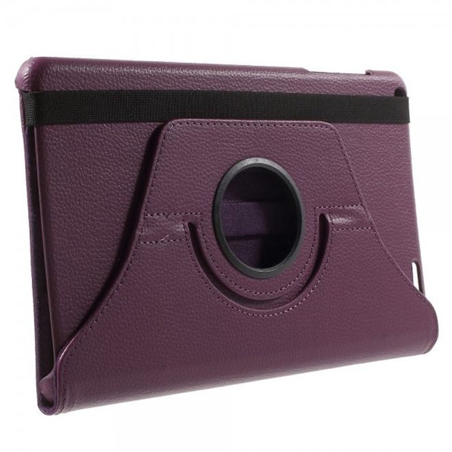 Huawei MediaPad T1 10 Rotierbare Leder Cover Hülle mit Litchitextur und Standfunktion - purpur