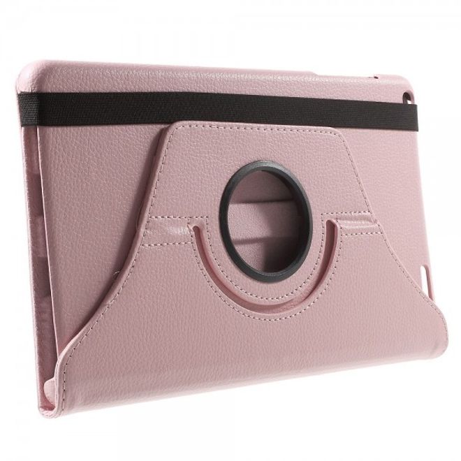 Huawei MediaPad T1 10 Rotierbare Leder Cover Hülle mit Litchitextur und Standfunktion - pink
