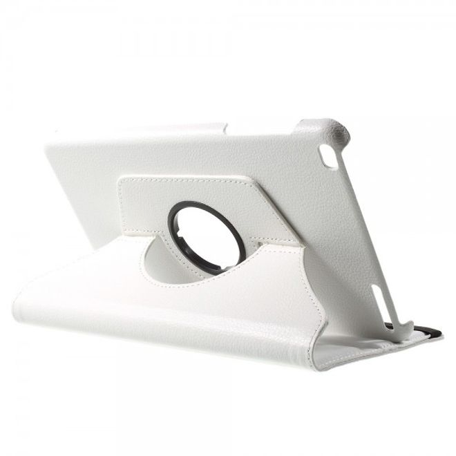 Huawei MediaPad T1 10 Rotierbare Leder Cover Hülle mit Litchitextur und Standfunktion - weiss