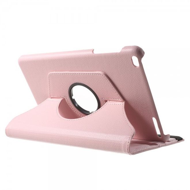 Huawei MediaPad T1 10 Rotierbare Leder Cover Hülle mit Litchitextur und Standfunktion - pink