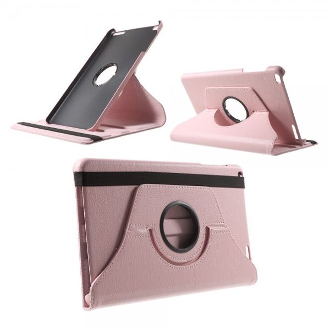 Huawei MediaPad T1 10 Rotierbare Leder Cover Hülle mit Litchitextur und Standfunktion - pink