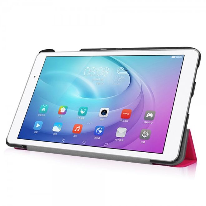Huawei MediaPad T2 10.0 Pro Dreifach faltbare Leder Smart Case Hülle mit Standfunktion - rosa