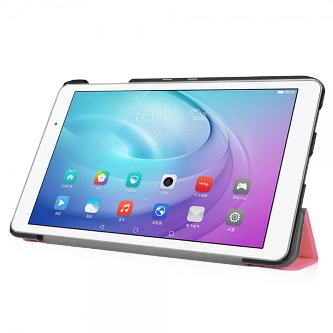 Huawei MediaPad T2 10.0 Pro Dreifach faltbare Leder Smart Case Hülle mit Standfunktion - pink