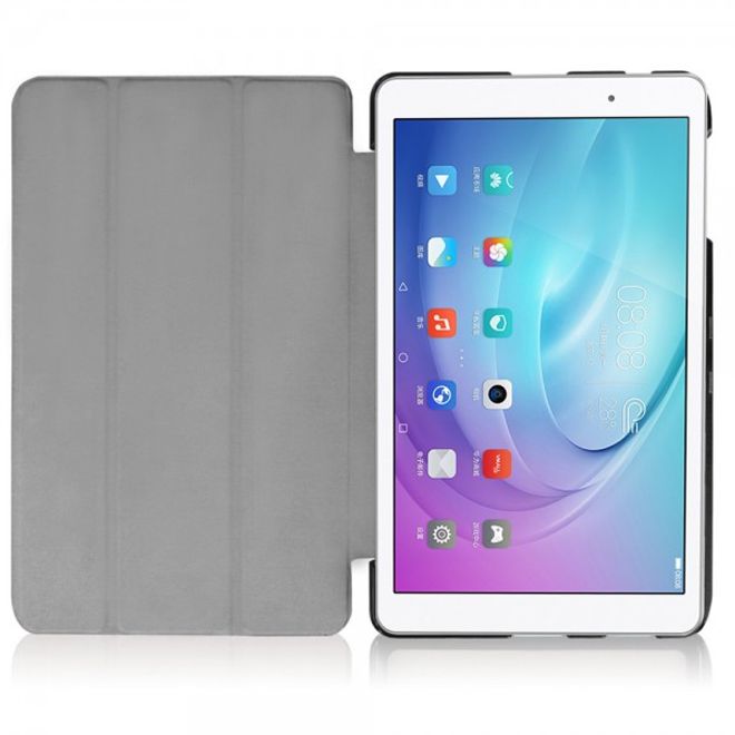 Huawei MediaPad T2 10.0 Pro Dreifach faltbare Leder Smart Case Hülle mit Standfunktion - braun