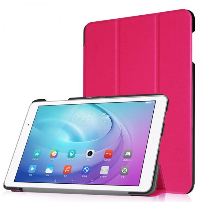 Huawei MediaPad T2 10.0 Pro Dreifach faltbare Leder Smart Case Hülle mit Standfunktion - rosa