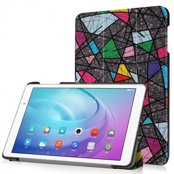 Huawei MediaPad T2 10.0 Pro Dreifach faltbare Leder Flip Case Hülle - Geometrisches Muster
