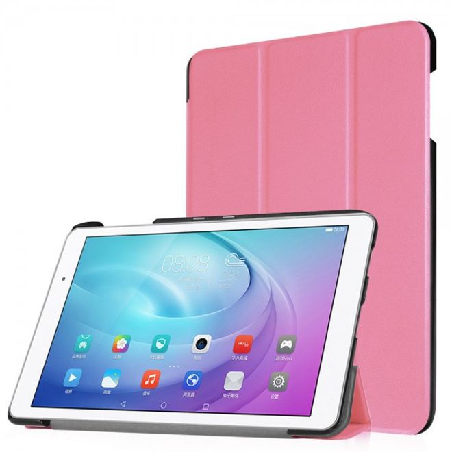 Huawei MediaPad T2 10.0 Pro Dreifach faltbare Leder Smart Case Hülle mit Standfunktion - pink