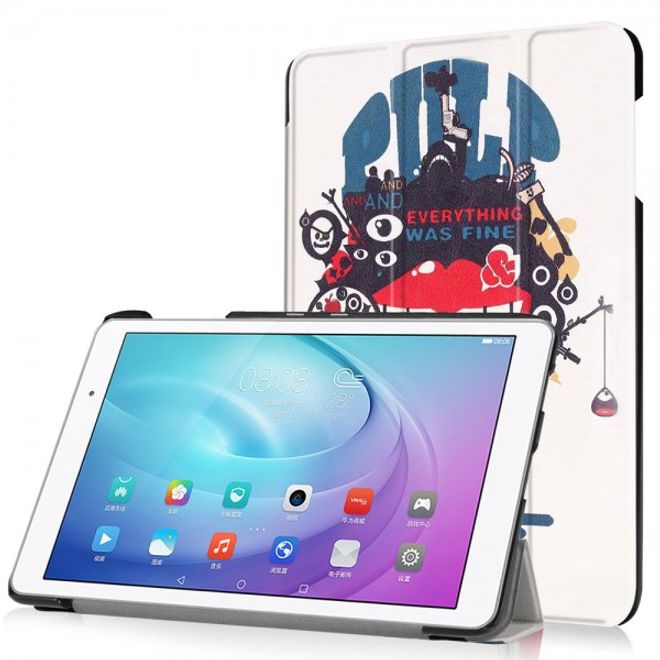 Huawei MediaPad T2 10.0 Pro Dreifach faltbare Leder Flip Case Hülle mit gruseligem Monster