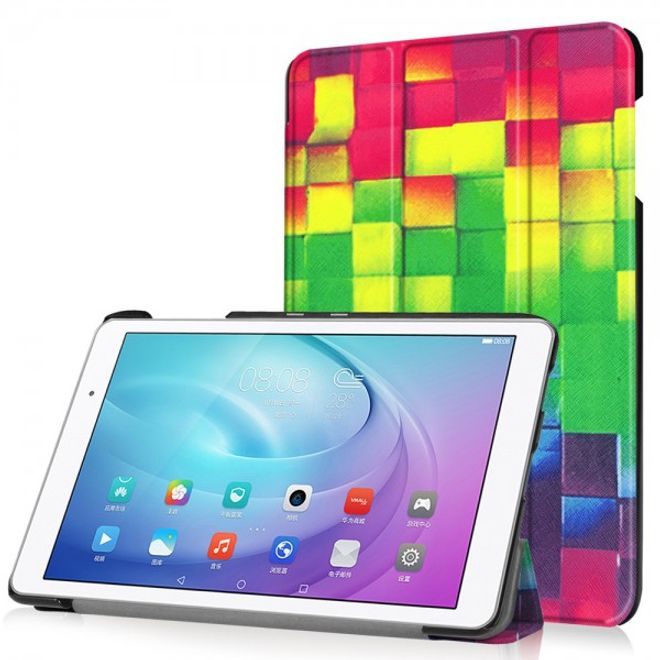 Huawei MediaPad T2 10.0 Pro Dreifach faltbare Leder Flip Case Hülle mit geometrischen 3D Figuren