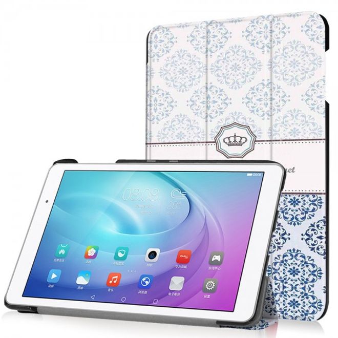 Huawei MediaPad T2 10.0 Pro Dreifach faltbare Leder Flip Case Hülle mit Damask Muster
