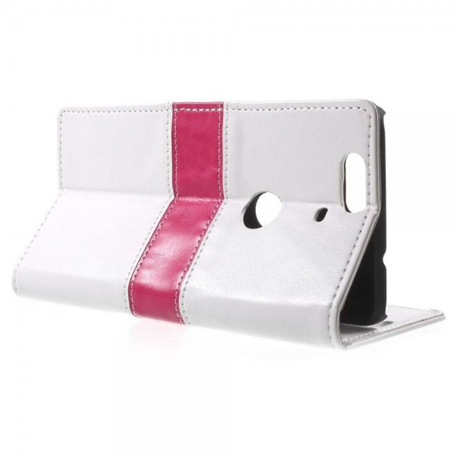 Huawei Nexus 6P Crazy Horse Leder Case Handyhülle mit Kontrastfarben und Standfunktion - weiss