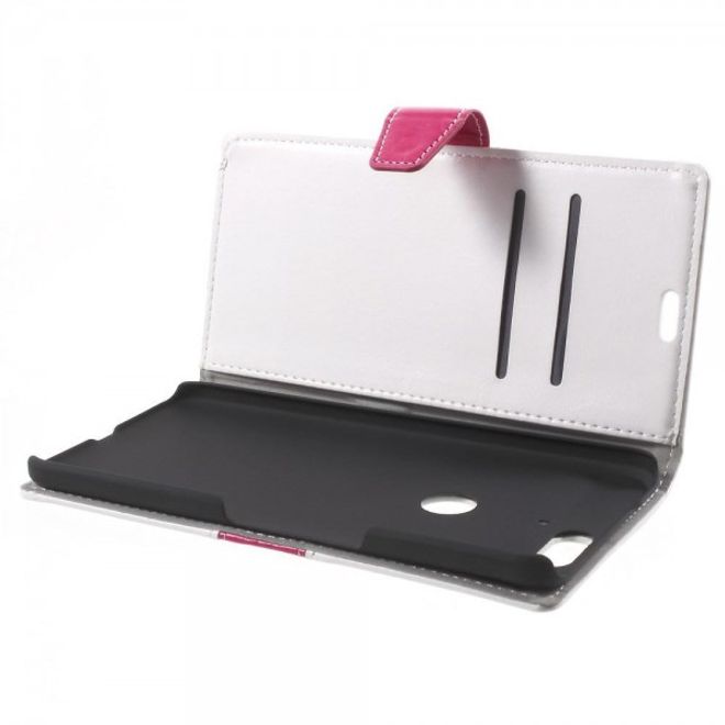 Huawei Nexus 6P Crazy Horse Leder Case Handyhülle mit Kontrastfarben und Standfunktion - weiss