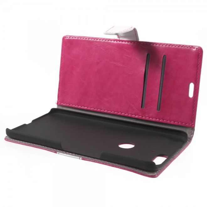 Huawei Nexus 6P Crazy Horse Leder Case Handyhülle mit Kontrastfarben und Standfunktion - rosa