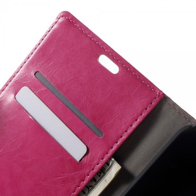 Huawei Nexus 6P Crazy Horse Leder Case Handyhülle mit Kontrastfarben und Standfunktion - rosa