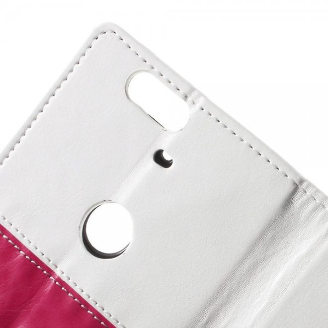 Huawei Nexus 6P Crazy Horse Leder Case Handyhülle mit Kontrastfarben und Standfunktion - weiss