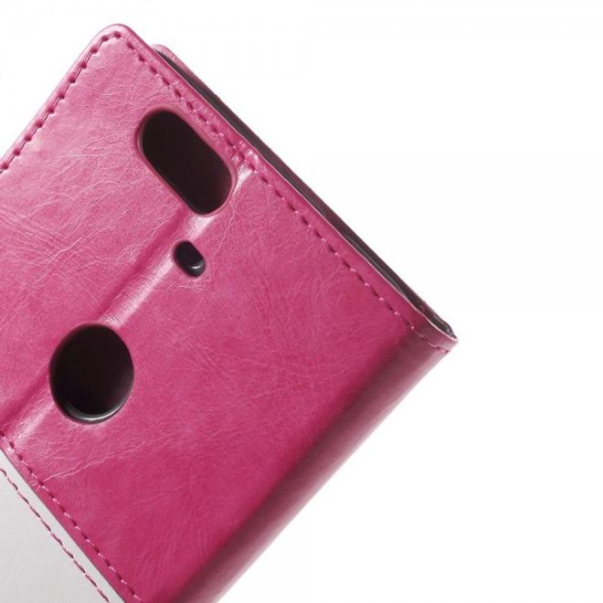 Huawei Nexus 6P Crazy Horse Leder Case Handyhülle mit Kontrastfarben und Standfunktion - rosa