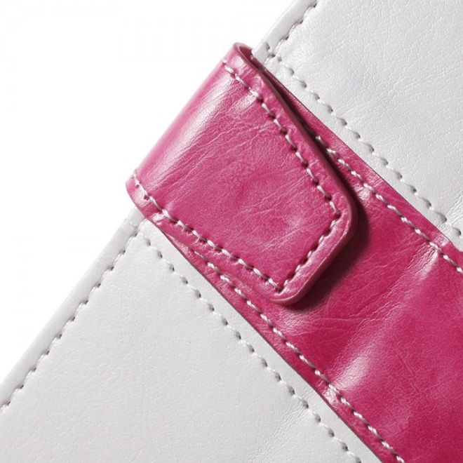 Huawei Nexus 6P Crazy Horse Leder Case Handyhülle mit Kontrastfarben und Standfunktion - weiss