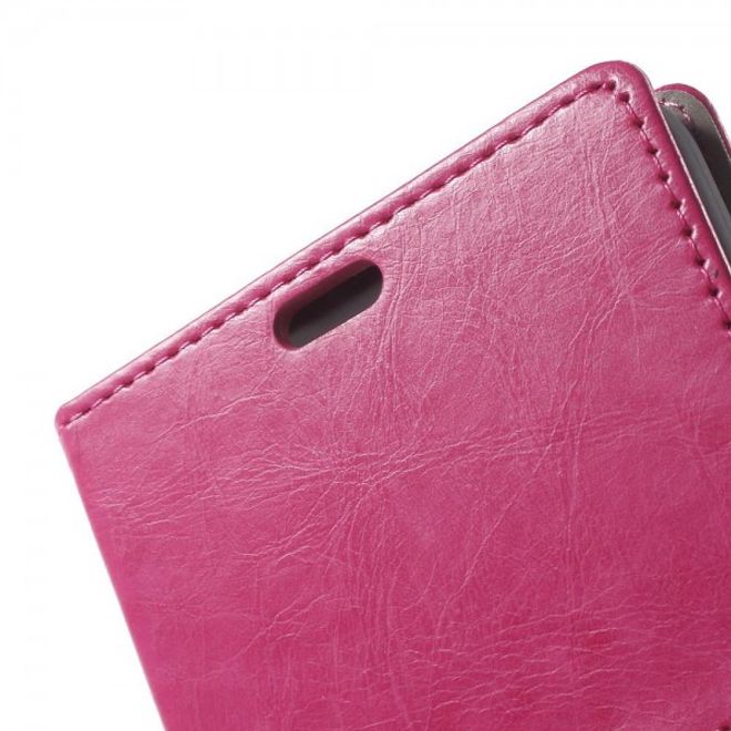 Huawei Nexus 6P Crazy Horse Leder Case Handyhülle mit Kontrastfarben und Standfunktion - rosa